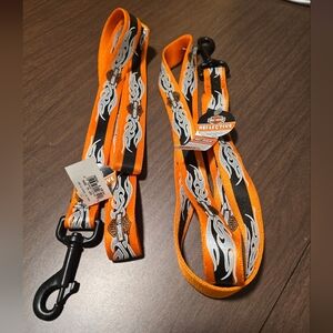 Set Of 2 NWT Harley-Davidson Orange and Black Dog Leash